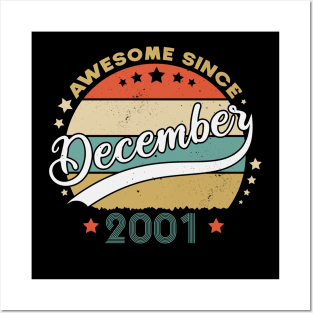 Awesome Since December 2001 Birthday Retro Sunset Vintage Posters and Art